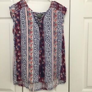 Natural Reflections Multicolor Floral Striped Blouse S